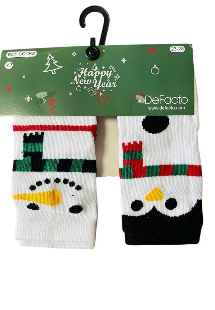 Sosete Craciun Copii 2/set , Imprimeu om de zapada si pinguin,Engros